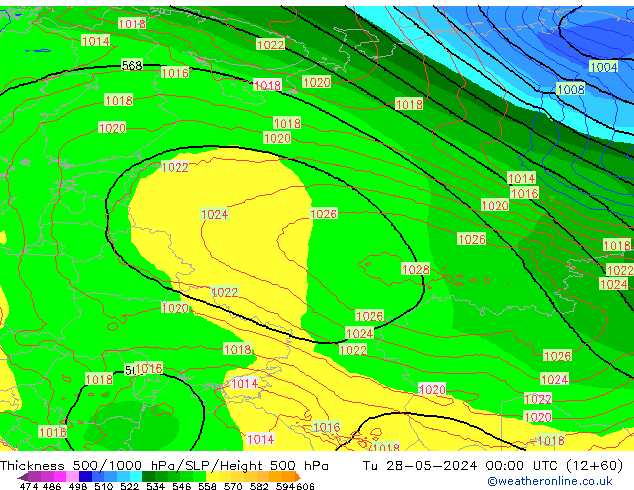 Thck 500-1000hPa ECMWF  28.05.2024 00 UTC