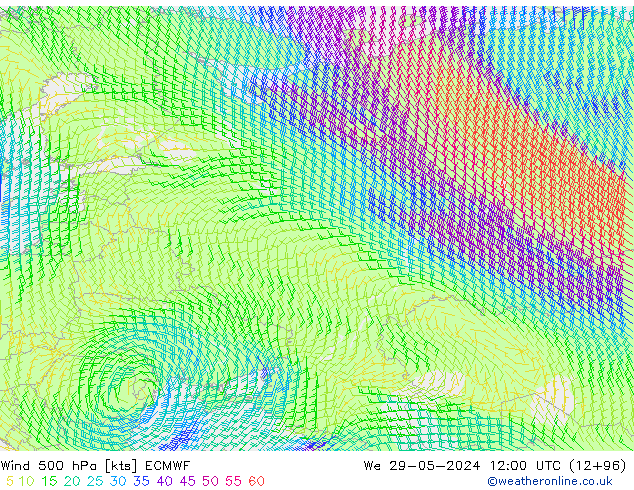 Wind 500 hPa ECMWF We 29.05.2024 12 UTC