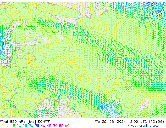 Wind 850 hPa ECMWF We 29.05.2024 12 UTC