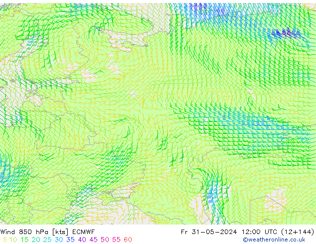 Wind 850 hPa ECMWF vr 31.05.2024 12 UTC