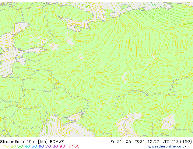 Linha de corrente 10m ECMWF Sex 31.05.2024 18 UTC