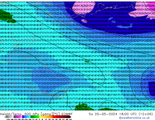 Z500/Regen(+SLP)/Z850 ECMWF za 25.05.2024 18 UTC