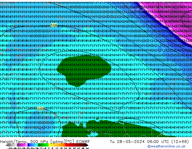 Z500/Rain (+SLP)/Z850 ECMWF вт 28.05.2024 06 UTC