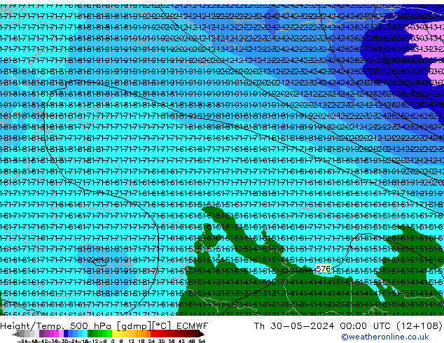 Z500/Rain (+SLP)/Z850 ECMWF Th 30.05.2024 00 UTC