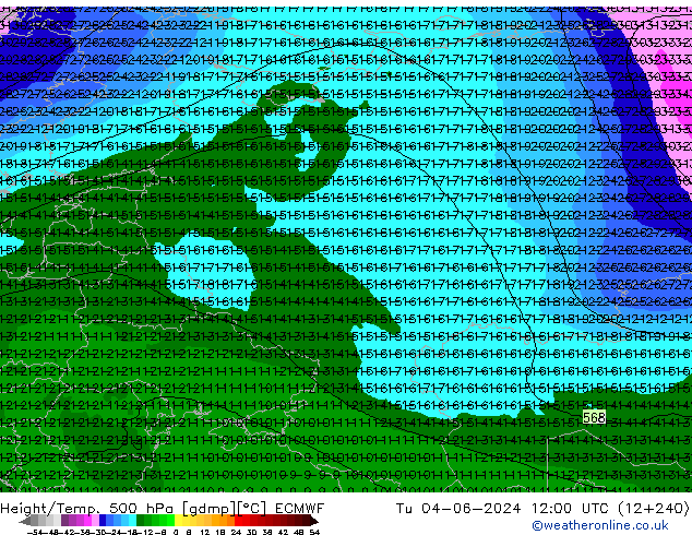 Z500/Rain (+SLP)/Z850 ECMWF Ter 04.06.2024 12 UTC