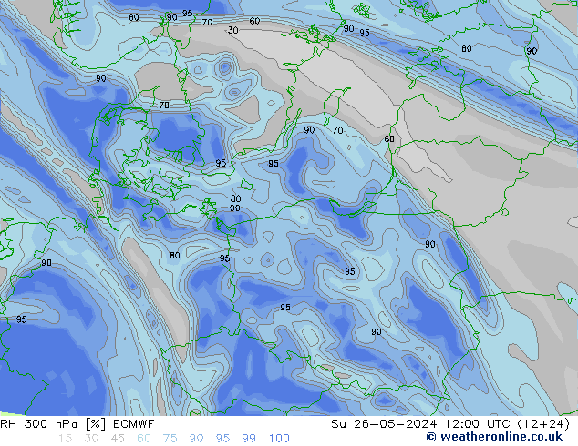 300 hPa Nispi Nem ECMWF Paz 26.05.2024 12 UTC