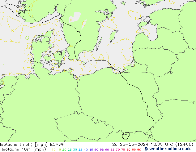 Isotachs (mph) ECMWF Sa 25.05.2024 18 UTC