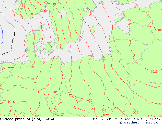 Atmosférický tlak ECMWF Po 27.05.2024 00 UTC