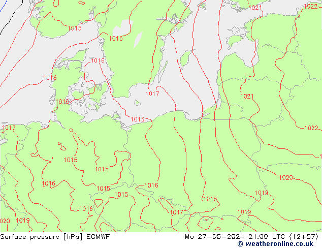 Bodendruck ECMWF Mo 27.05.2024 21 UTC