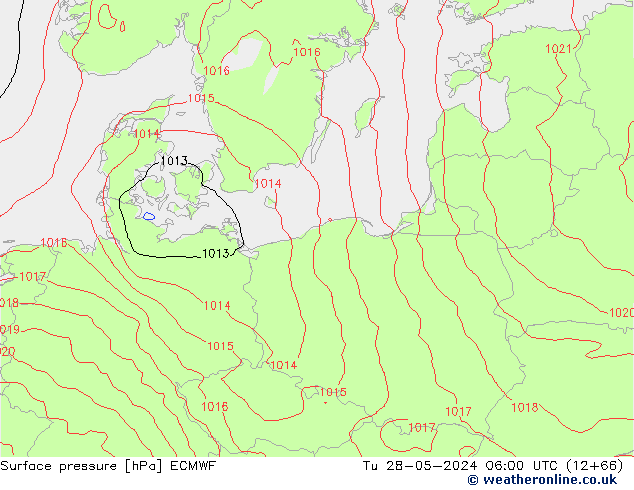 Surface pressure ECMWF Tu 28.05.2024 06 UTC