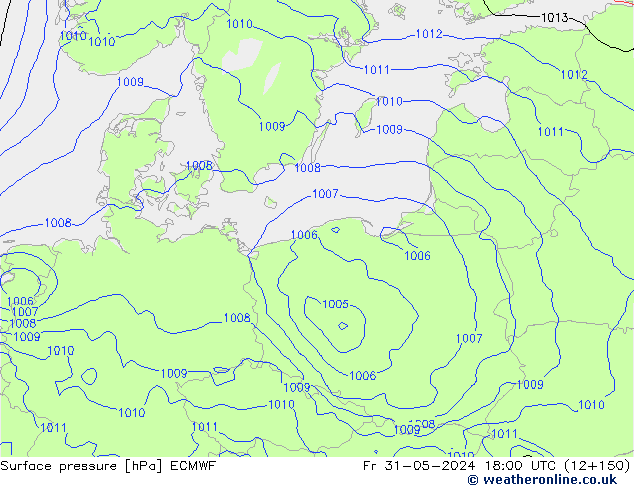 Surface pressure ECMWF Fr 31.05.2024 18 UTC