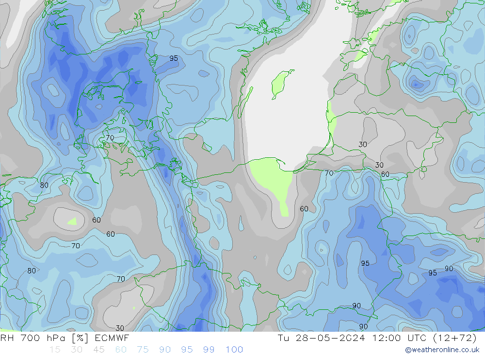 RH 700 hPa ECMWF Tu 28.05.2024 12 UTC