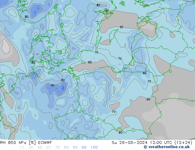 850 hPa Nispi Nem ECMWF Paz 26.05.2024 12 UTC