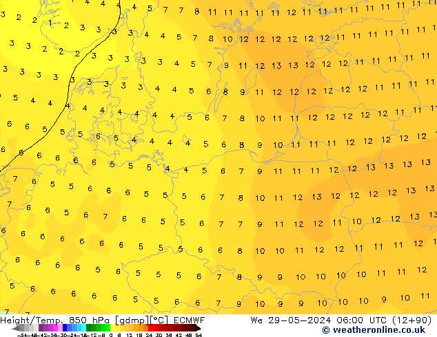 Z500/Rain (+SLP)/Z850 ECMWF We 29.05.2024 06 UTC