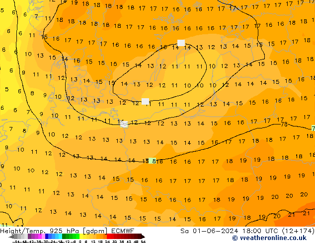 Height/Temp. 925 hPa ECMWF So 01.06.2024 18 UTC