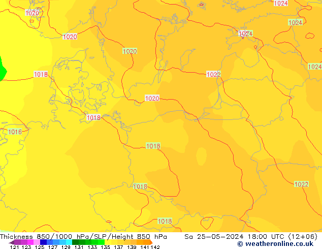 Thck 850-1000 hPa ECMWF Sa 25.05.2024 18 UTC