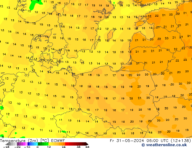 карта температуры ECMWF пт 31.05.2024 06 UTC