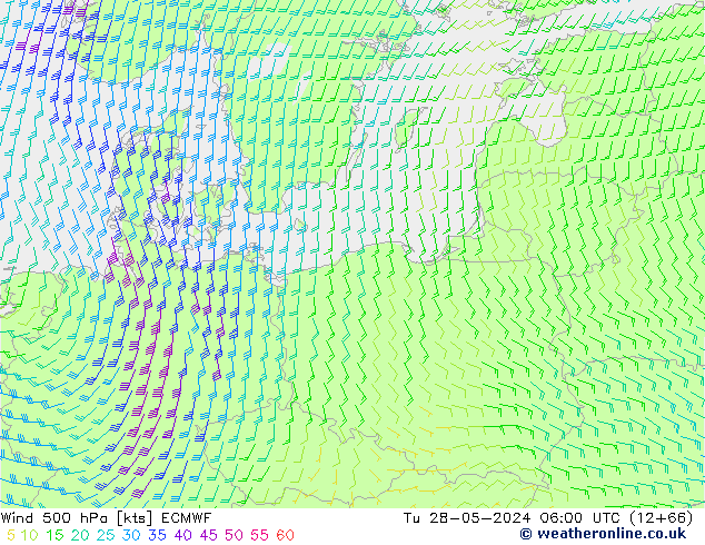 Viento 500 hPa ECMWF mar 28.05.2024 06 UTC