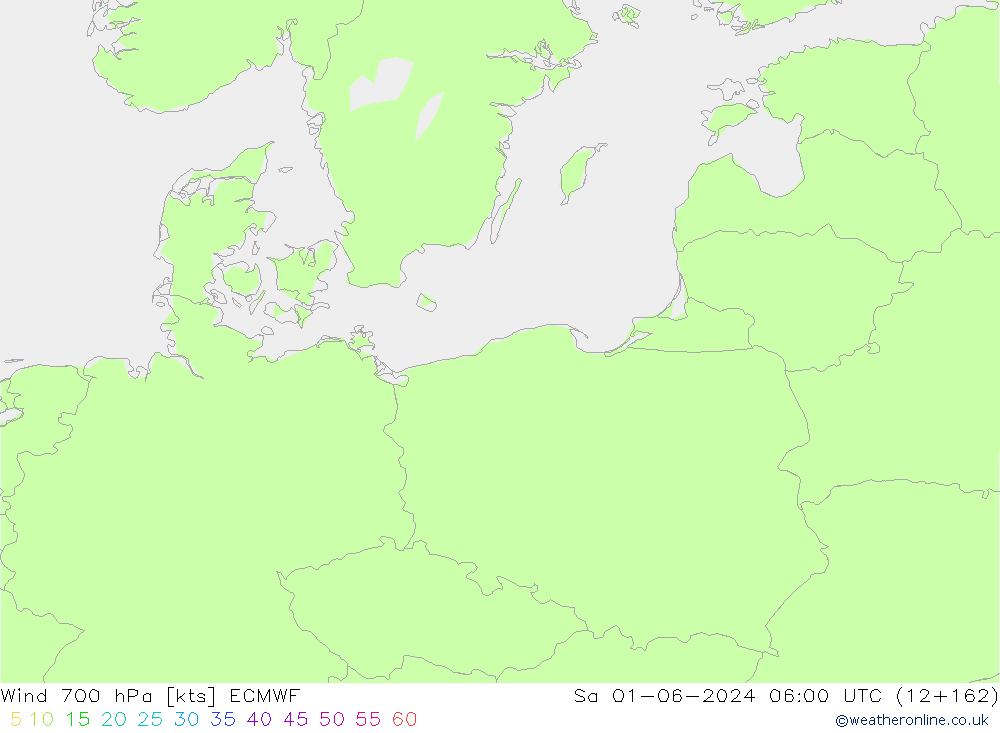 Wind 700 hPa ECMWF So 01.06.2024 06 UTC