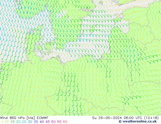 Wind 850 hPa ECMWF Ne 26.05.2024 06 UTC