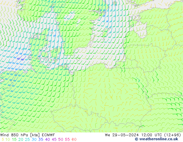 Wind 850 hPa ECMWF St 29.05.2024 12 UTC