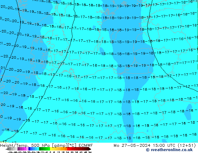 Height/Temp. 500 hPa ECMWF Mo 27.05.2024 15 UTC