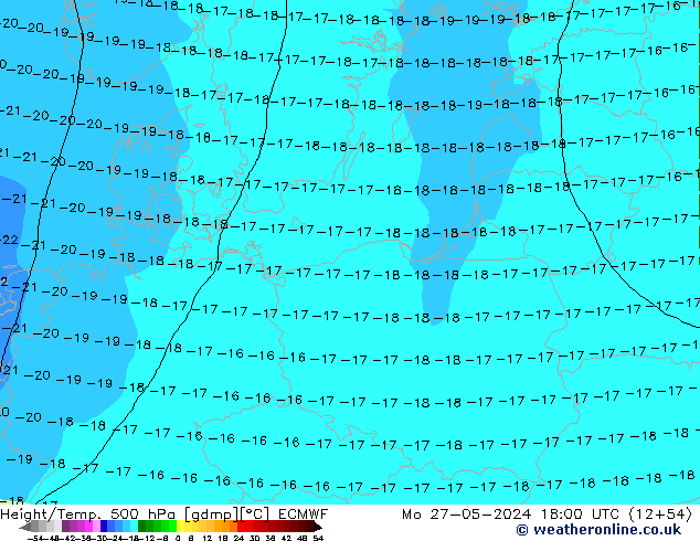 Z500/Rain (+SLP)/Z850 ECMWF пн 27.05.2024 18 UTC