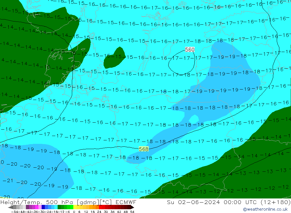 Z500/Regen(+SLP)/Z850 ECMWF zo 02.06.2024 00 UTC