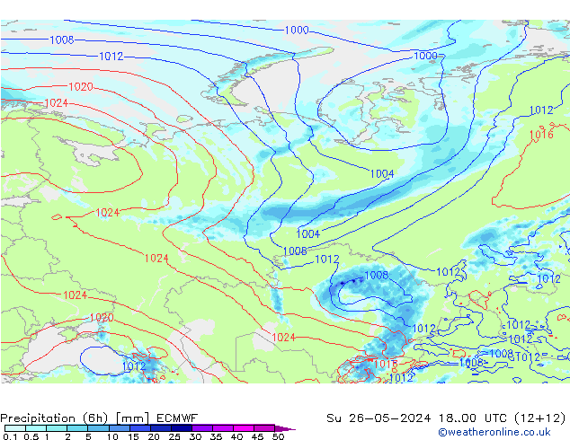 Z500/Rain (+SLP)/Z850 ECMWF  26.05.2024 00 UTC