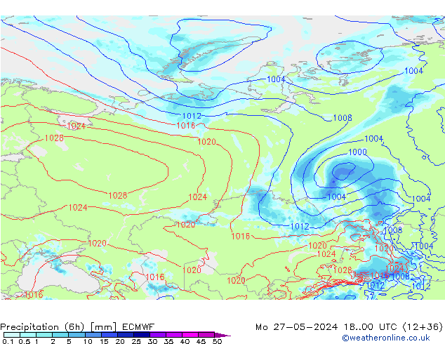 Z500/Rain (+SLP)/Z850 ECMWF Mo 27.05.2024 00 UTC