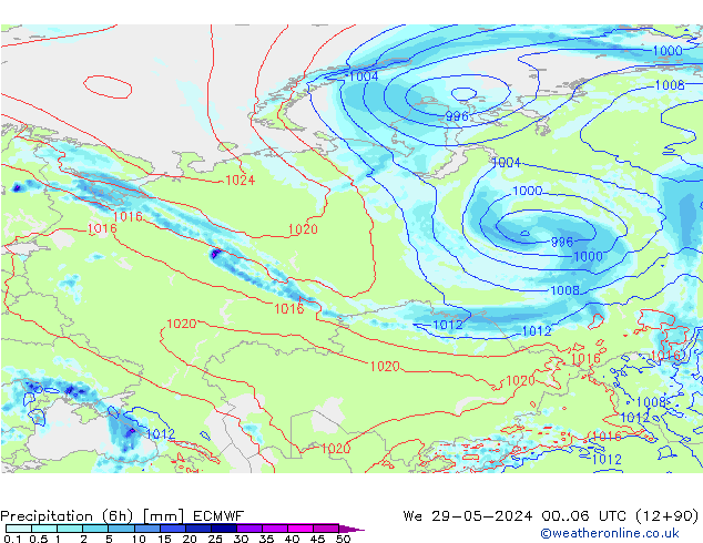 Z500/Rain (+SLP)/Z850 ECMWF  29.05.2024 06 UTC