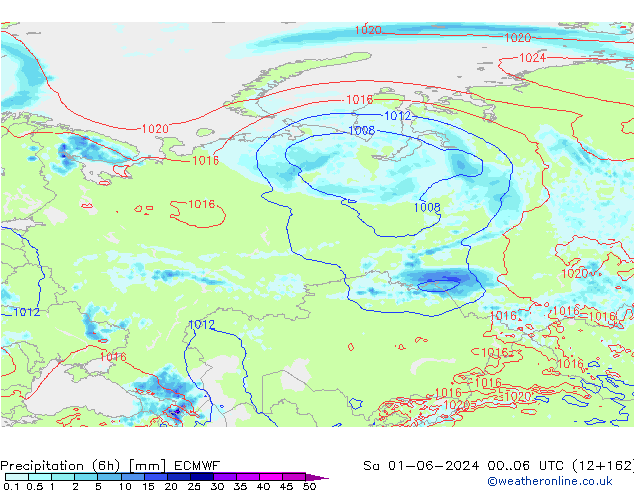 Precipitação (6h) ECMWF Sáb 01.06.2024 06 UTC