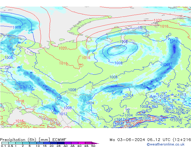 Z500/Rain (+SLP)/Z850 ECMWF Seg 03.06.2024 12 UTC