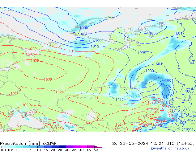 Neerslag ECMWF zo 26.05.2024 21 UTC