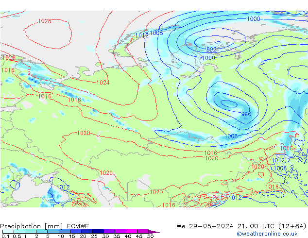 Precipitation ECMWF We 29.05.2024 00 UTC