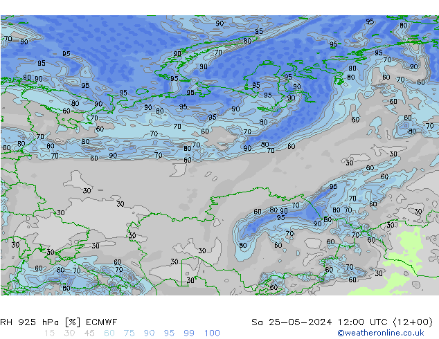 RH 925 hPa ECMWF Sa 25.05.2024 12 UTC