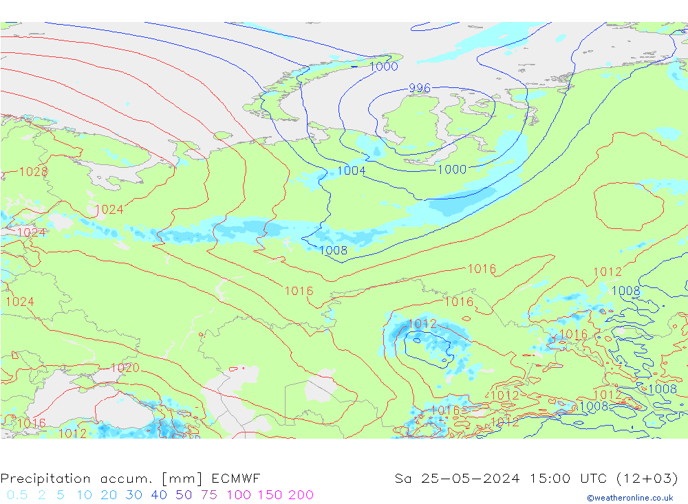 Precipitation accum. ECMWF So 25.05.2024 15 UTC