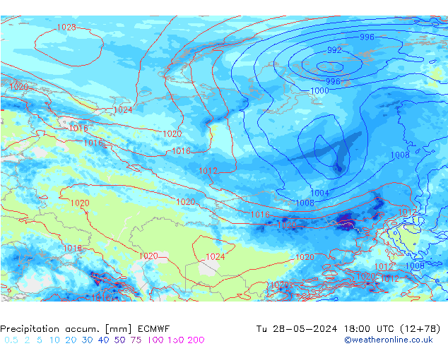 Precipitation accum. ECMWF  28.05.2024 18 UTC