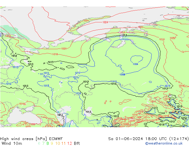 High wind areas ECMWF Sa 01.06.2024 18 UTC