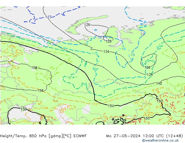 Height/Temp. 850 hPa ECMWF Seg 27.05.2024 12 UTC