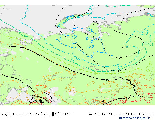 Z500/Rain (+SLP)/Z850 ECMWF  29.05.2024 12 UTC