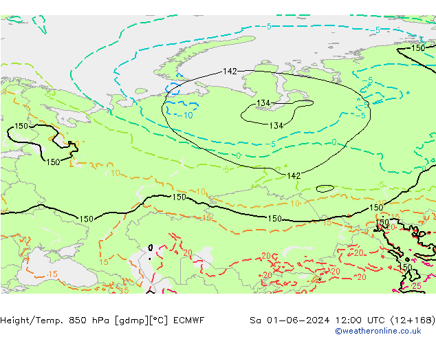 Yükseklik/Sıc. 850 hPa ECMWF Cts 01.06.2024 12 UTC