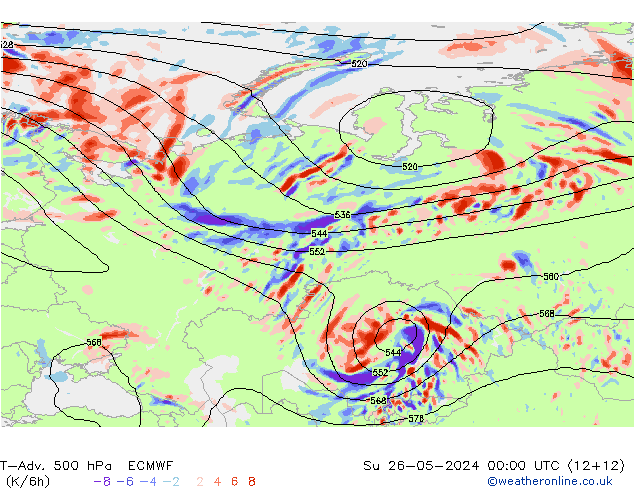 T-Adv. 500 hPa ECMWF  26.05.2024 00 UTC