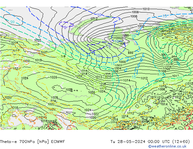 Theta-e 700hPa ECMWF Ter 28.05.2024 00 UTC