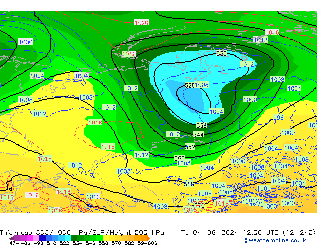 Thck 500-1000гПа ECMWF вт 04.06.2024 12 UTC