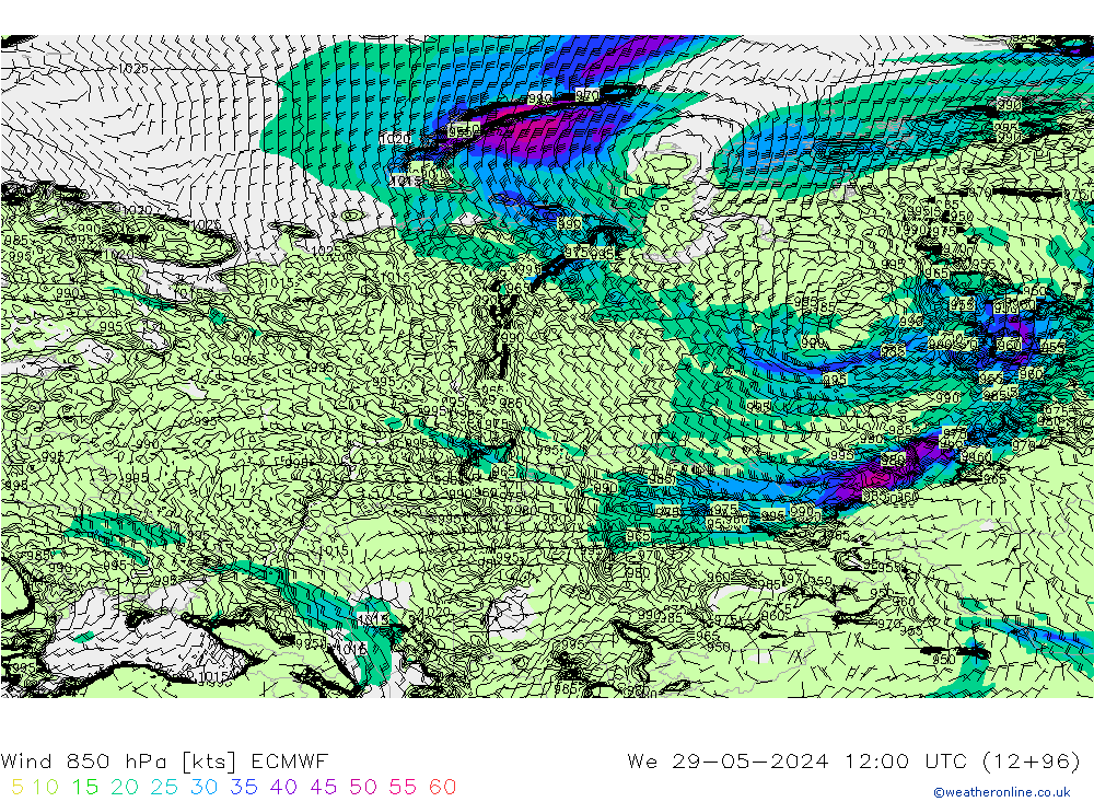 Wind 850 hPa ECMWF St 29.05.2024 12 UTC