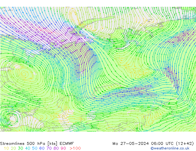 Stromlinien 500 hPa ECMWF Mo 27.05.2024 06 UTC