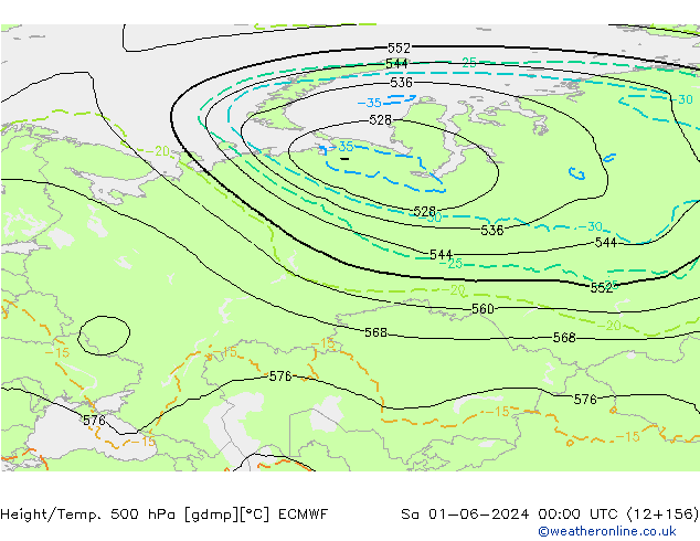 Height/Temp. 500 hPa ECMWF Sáb 01.06.2024 00 UTC