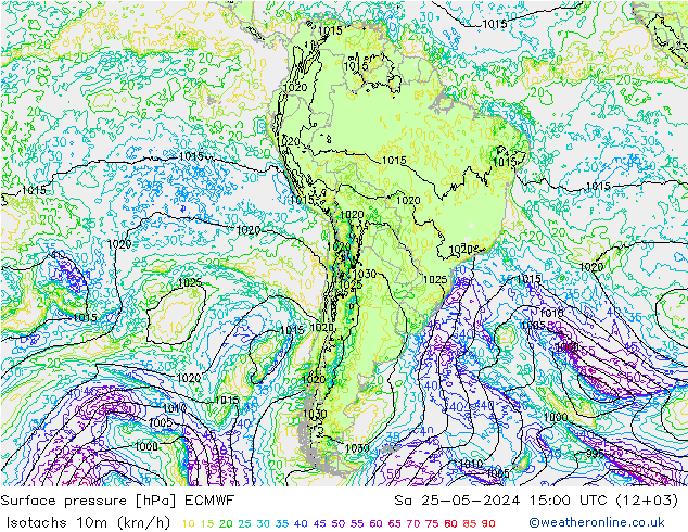 Isotachs (kph) ECMWF So 25.05.2024 15 UTC