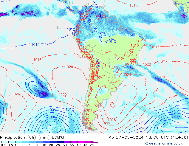 Z500/Rain (+SLP)/Z850 ECMWF пн 27.05.2024 00 UTC